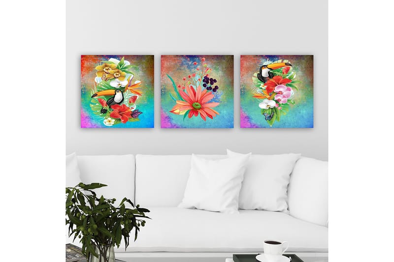 Dekorativ Canvasbilde 3-Deler 30x30 cm, Flerfarget