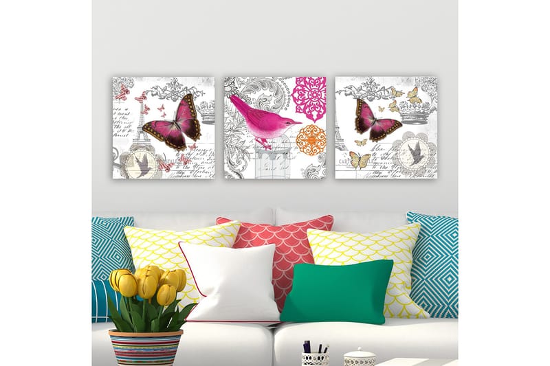 Dekorativ Canvasbilde 3-Deler 30x30 cm, Flerfarget