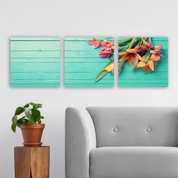 Dekorativ Canvasbilde 3-Deler 30x30 cm - Flerfarget - Interiør - Maleri & posters - Lerretsbilder