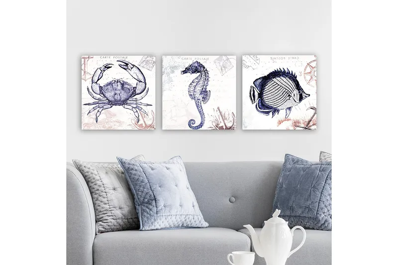 Dekorativ Canvasbilde 3-Deler 30x30 cm, Flerfarget