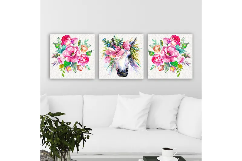 Dekorativ Canvasbilde 3-Deler 30x30 cm, Flerfarget