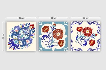 Dekorativ Canvasbilde 3-Deler 30x30 cm - Flerfarget - Interiør - Maleri & posters - Lerretsbilder