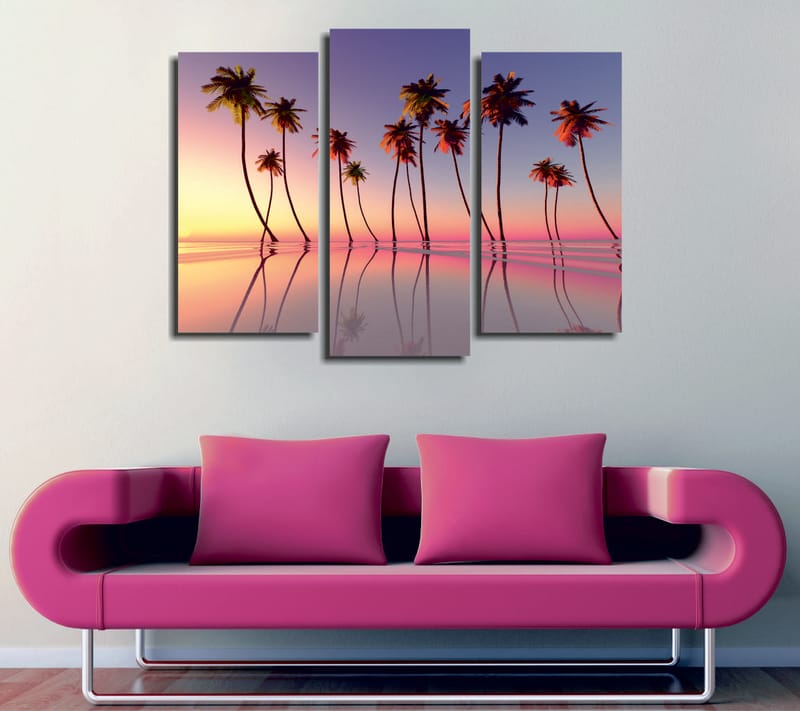 Dekorativ Canvasbilde 3-Deler 45x20 cm - Flerfarget - Interiør - Maleri & posters - Lerretsbilder