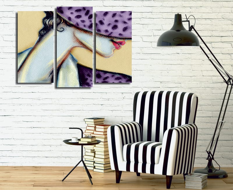 Dekorativ Canvasbilde 3-Deler 45x20 cm - Flerfarget - Interiør - Maleri & posters - Lerretsbilder