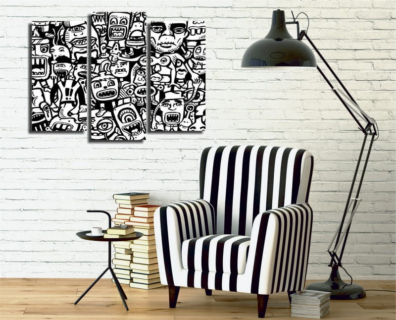 Dekorativ Canvasbilde 3-Deler 45x20 cm - Flerfarget - Interiør - Maleri & posters - Lerretsbilder