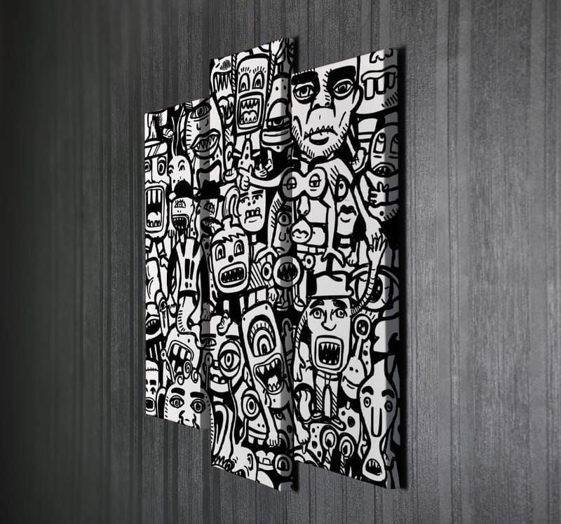 Dekorativ Canvasbilde 3-Deler 45x20 cm - Flerfarget - Interiør - Maleri & posters - Lerretsbilder