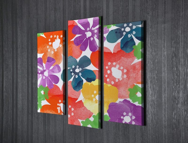 Dekorativ Canvasbilde 3-Deler 45x20 cm - Flerfarget - Interiør - Maleri & posters - Lerretsbilder