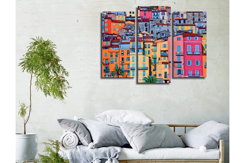 Dekorativ Canvasbilde 3-Deler 45x20 cm - Flerfarget - Interiør - Maleri & posters - Lerretsbilder