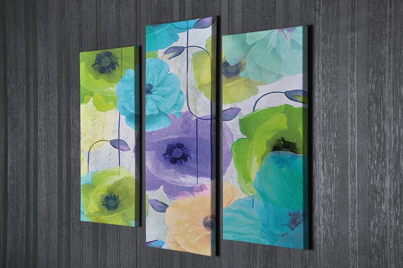 Dekorativ Canvasbilde 3-Deler 45x20 cm - Flerfarget - Interiør - Maleri & posters - Lerretsbilder