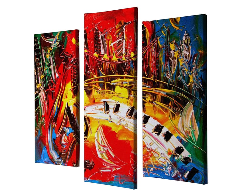 Dekorativ Canvasbilde 3-Deler 45x20 cm - Flerfarget - Interiør - Maleri & posters - Lerretsbilder