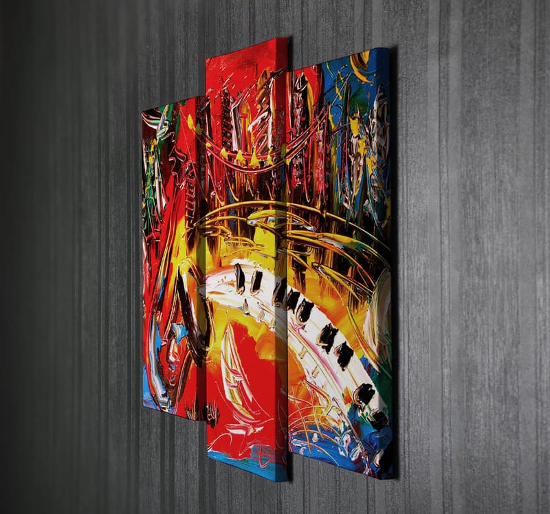 Dekorativ Canvasbilde 3-Deler 45x20 cm - Flerfarget - Interiør - Maleri & posters - Lerretsbilder