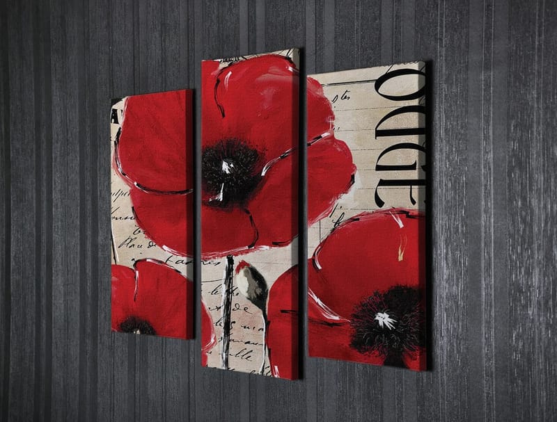 Dekorativ Canvasbilde 3-Deler 45x20 cm - Flerfarget - Interiør - Maleri & posters - Lerretsbilder