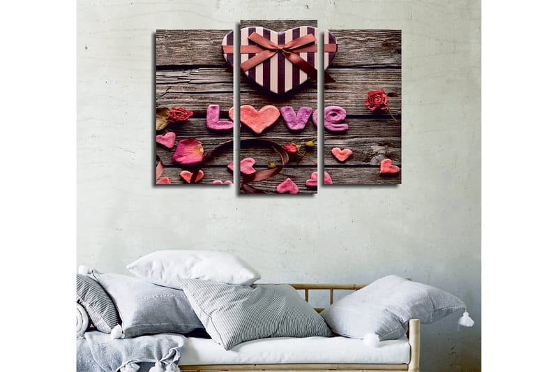 Dekorativ Canvasbilde 3-Deler 45x20 cm - Flerfarget - Interiør - Maleri & posters - Lerretsbilder