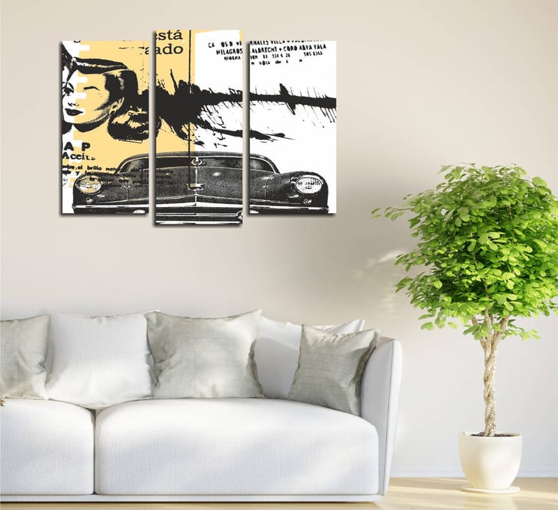 Dekorativ Canvasbilde 3-Deler 45x20 cm - Flerfarget - Interiør - Maleri & posters - Lerretsbilder