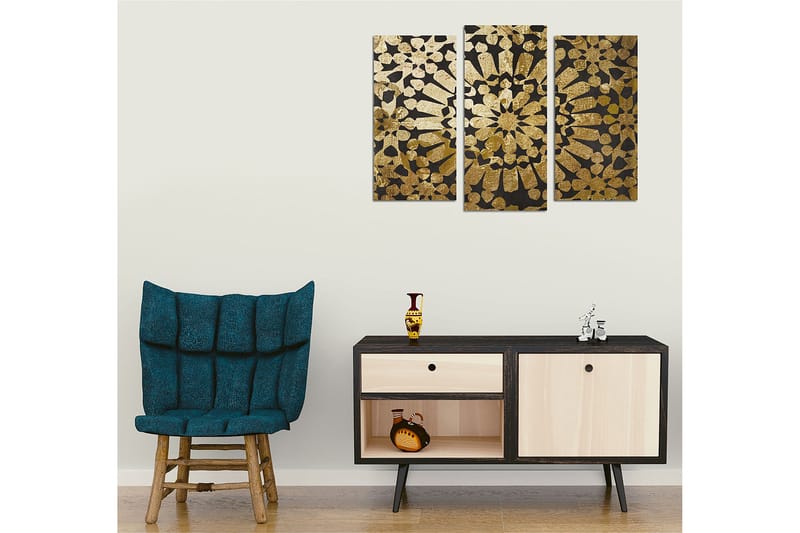 Dekorativ Canvasbilde 3-Deler 45x20 cm - Flerfarget - Interiør - Maleri & posters - Lerretsbilder