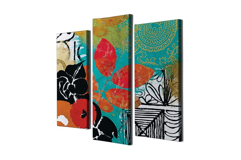 Dekorativ Canvasbilde 3-Deler 45x20 cm - Flerfarget - Interiør - Maleri & posters - Lerretsbilder