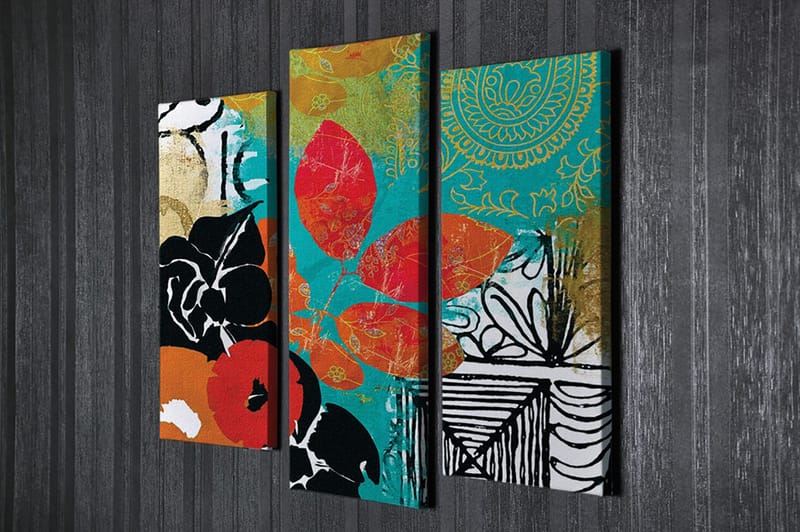 Dekorativ Canvasbilde 3-Deler 45x20 cm - Flerfarget - Interiør - Maleri & posters - Lerretsbilder
