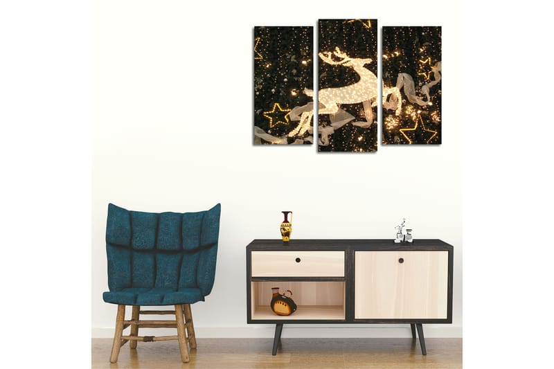 Dekorativ Canvasbilde 3-Deler 45x20 cm - Flerfarget - Interiør - Maleri & posters - Lerretsbilder