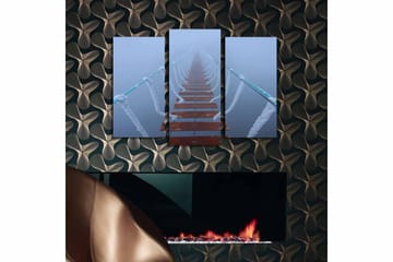 Dekorativ Canvasbilde 3-Deler 45x20 cm - Flerfarget - Interiør - Maleri & posters - Lerretsbilder