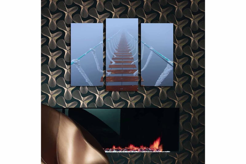 Dekorativ Canvasbilde 3-Deler 45x20 cm - Flerfarget - Interiør - Maleri & posters - Lerretsbilder