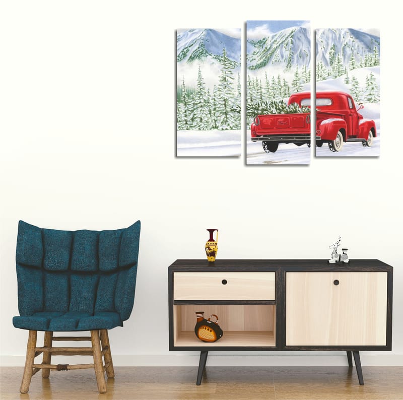 Dekorativ Canvasbilde 3-Deler 45x20 cm - Flerfarget - Interiør - Maleri & posters - Lerretsbilder