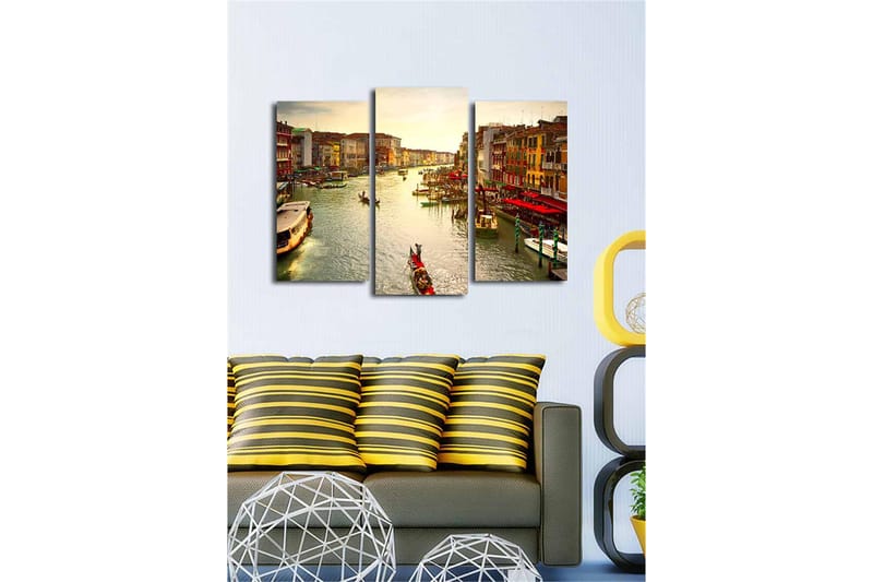 Dekorativ Canvasbilde 3-Deler 45x20 cm - Flerfarget - Interiør - Maleri & posters - Lerretsbilder