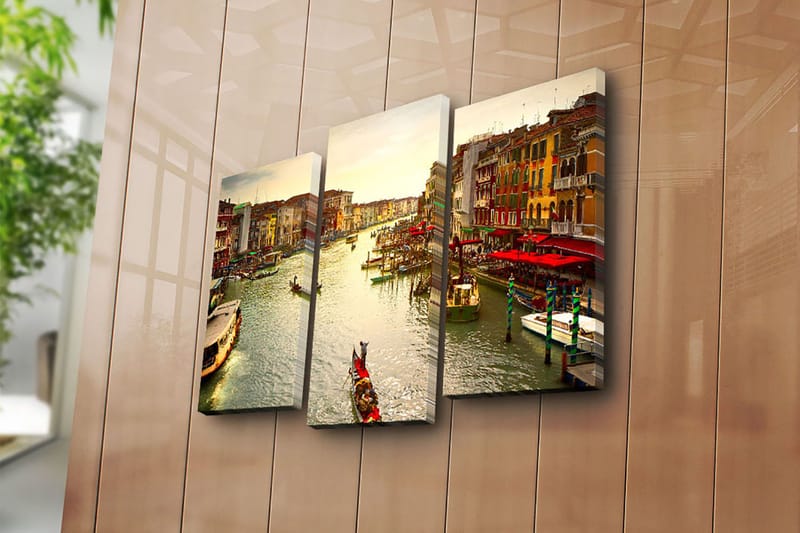 Dekorativ Canvasbilde 3-Deler 45x20 cm - Flerfarget - Interiør - Maleri & posters - Lerretsbilder