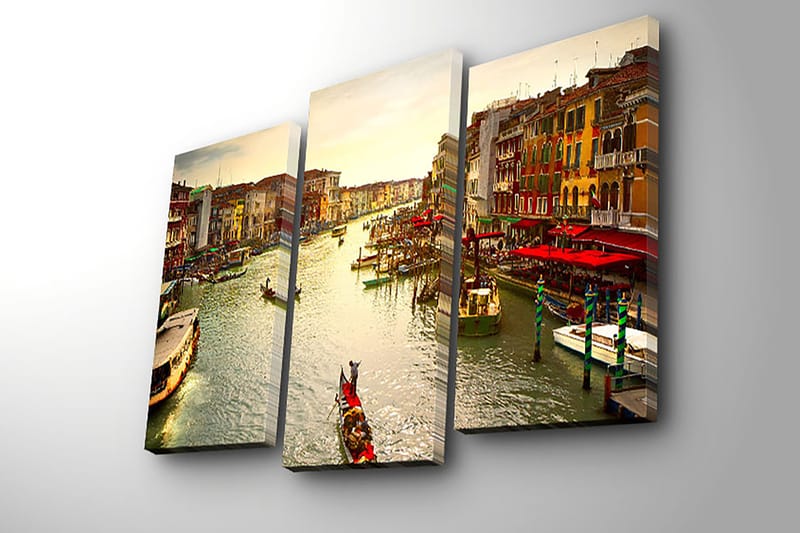 Dekorativ Canvasbilde 3-Deler 45x20 cm - Flerfarget - Interiør - Maleri & posters - Lerretsbilder