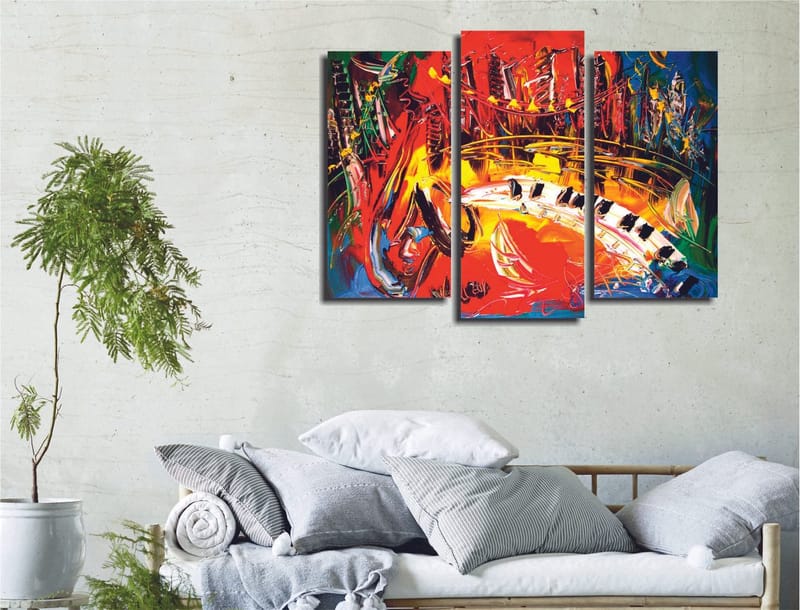 Dekorativ Canvasbilde 3-Deler 45x20 cm, Flerfarget