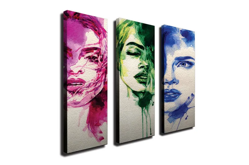 Dekorativ Canvasbilde 3 Deler - Flerfarget - Interiør - Maleri & posters - Lerretsbilder