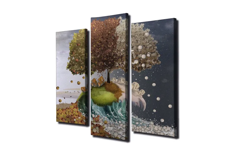 Dekorativ Canvasbilde 3 Deler - Flerfarget - Interiør - Maleri & posters - Lerretsbilder