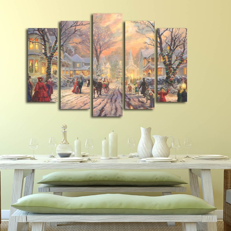 Dekorativ Canvasbilde 5-Deler 19x70 cm - Flerfarget - Interiør - Maleri & posters - Lerretsbilder
