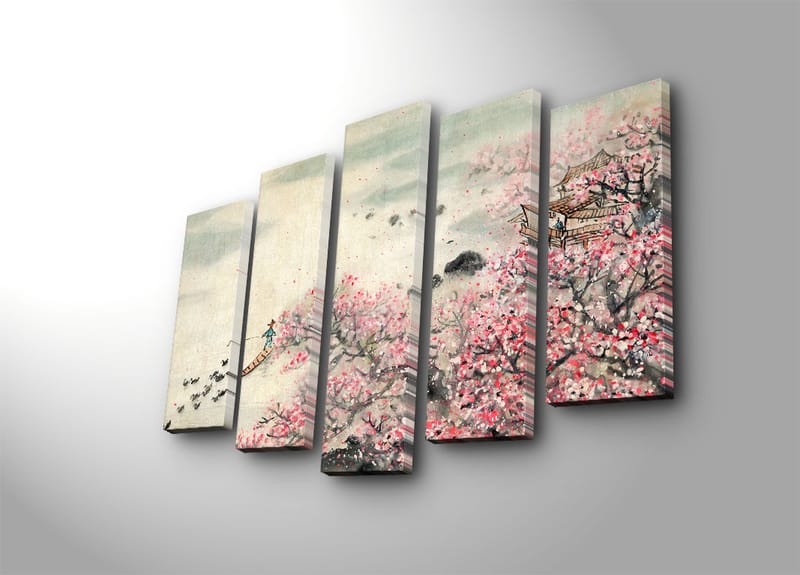 Dekorativ Canvasbilde 5-Deler 70x19 cm - Flerfarget - Interiør - Maleri & posters - Lerretsbilder