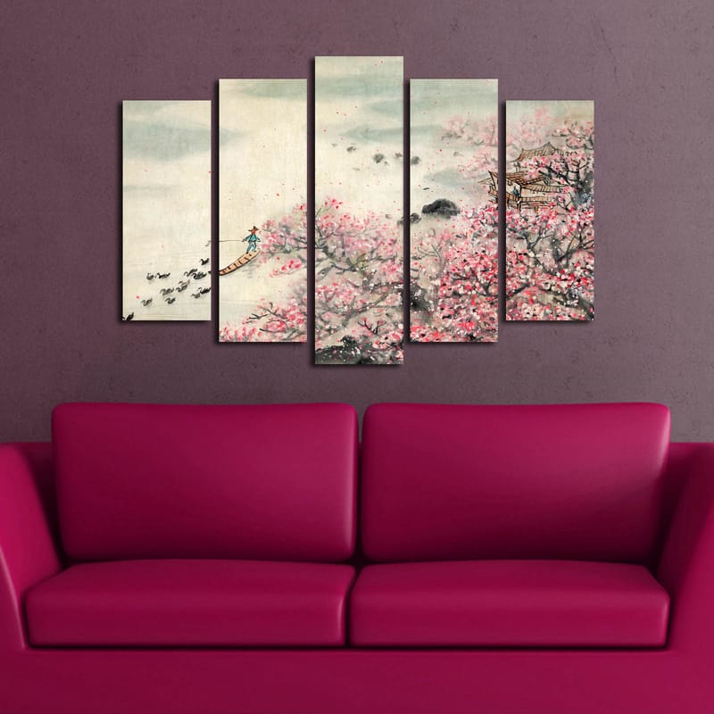Dekorativ Canvasbilde 5-Deler 70x19 cm - Flerfarget - Interiør - Maleri & posters - Lerretsbilder