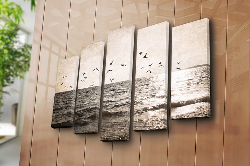 Dekorativ Canvasbilde 5-Deler 70x19 cm - Flerfarget - Interiør - Maleri & posters - Lerretsbilder
