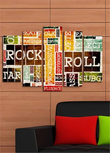 Dekorativ Canvasbilde 5-Deler 70x19 cm - Flerfarget - Interiør - Maleri & posters - Lerretsbilder