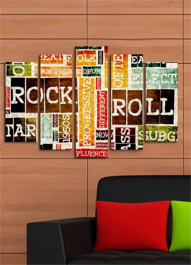 Dekorativ Canvasbilde 5-Deler 70x19 cm - Flerfarget - Interiør - Maleri & posters - Lerretsbilder