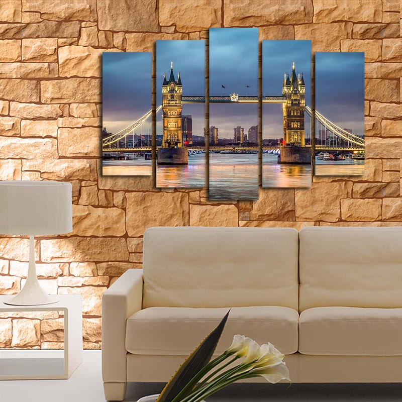 Dekorativ Canvasbilde 5-Deler 70x19 cm - Flerfarget - Interiør - Maleri & posters - Lerretsbilder