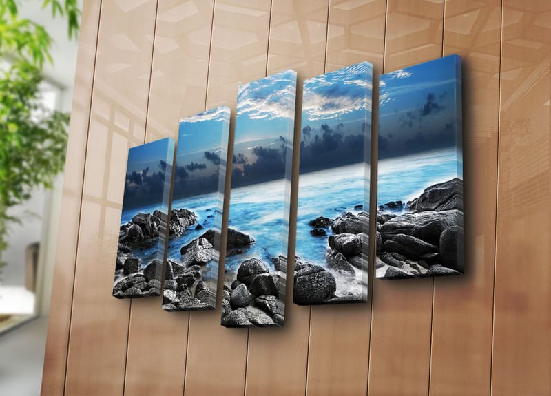 Dekorativ Canvasbilde 5-Deler 70x19 cm - Flerfarget - Interiør - Maleri & posters - Lerretsbilder