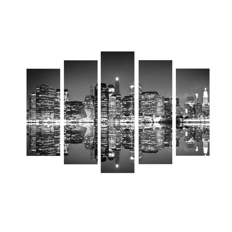 Dekorativ Canvasbilde 5-Deler 70x19 cm - Flerfarget - Interiør - Maleri & posters - Lerretsbilder