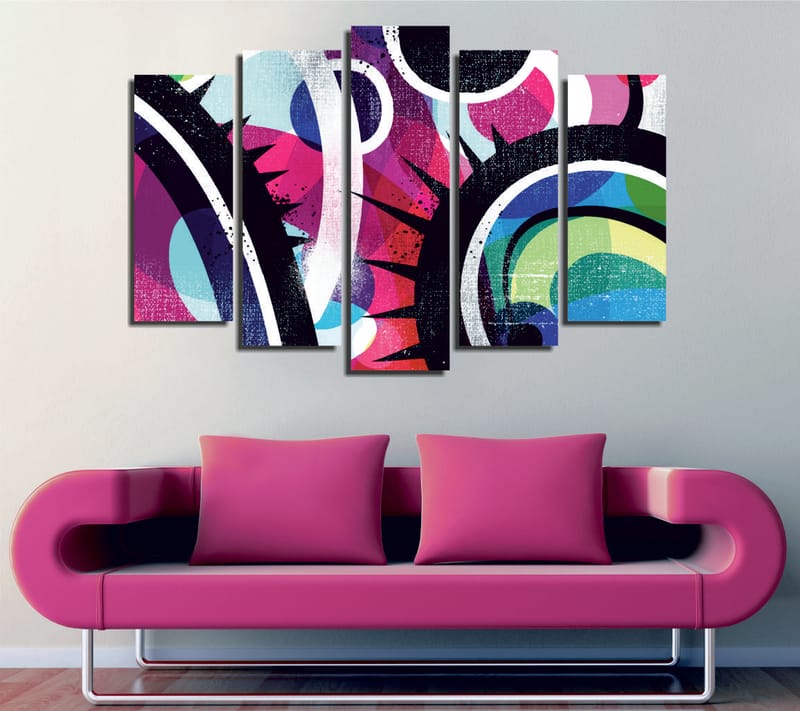 Dekorativ Canvasbilde 5-Deler 70x20 cm - Flerfarget - Interiør - Maleri & posters - Lerretsbilder