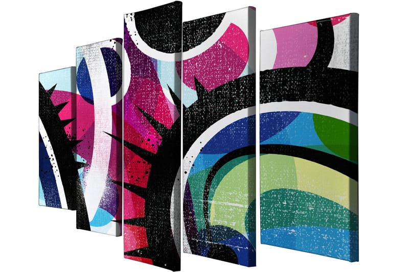 Dekorativ Canvasbilde 5-Deler 70x20 cm - Flerfarget - Interiør - Maleri & posters - Lerretsbilder