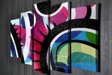 Dekorativ Canvasbilde 5-Deler 70x20 cm - Flerfarget - Interiør - Maleri & posters - Lerretsbilder
