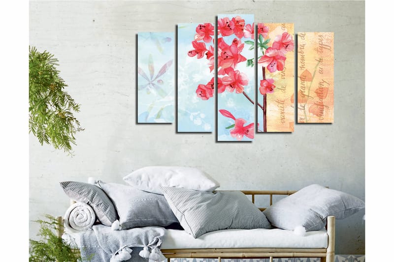 Dekorativ Canvasbilde 5-Deler 70x20 cm - Flerfarget - Interiør - Maleri & posters - Lerretsbilder