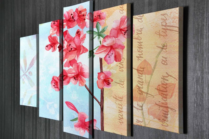 Dekorativ Canvasbilde 5-Deler 70x20 cm - Flerfarget - Interiør - Maleri & posters - Lerretsbilder
