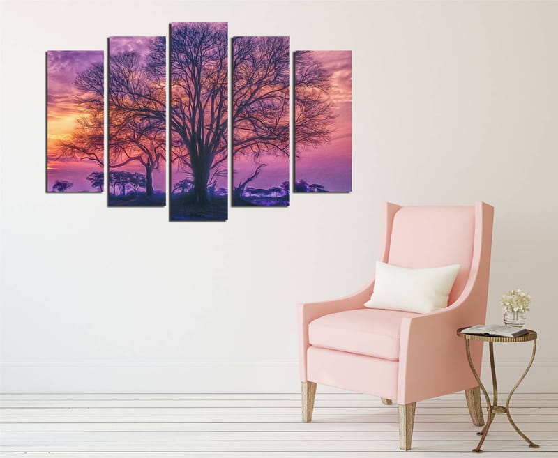 Dekorativ Canvasbilde 5-Deler 70x20 cm - Flerfarget - Interiør - Maleri & posters - Lerretsbilder