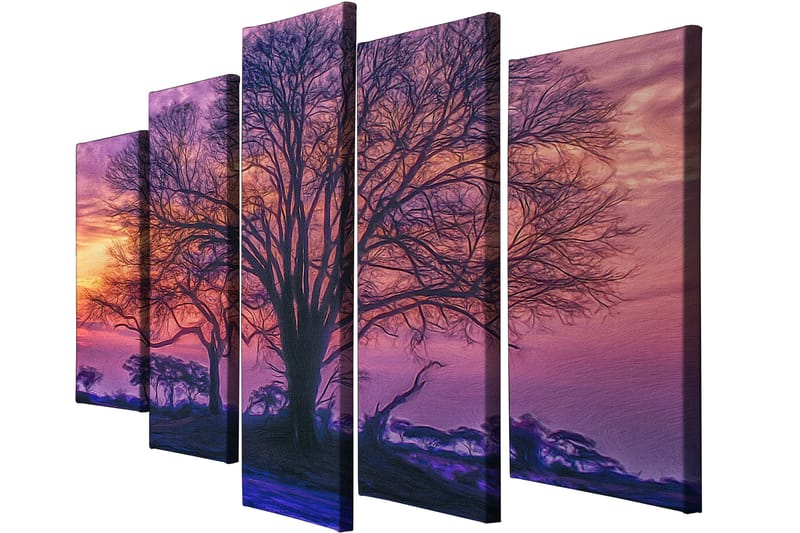 Dekorativ Canvasbilde 5-Deler 70x20 cm - Flerfarget - Interiør - Maleri & posters - Lerretsbilder