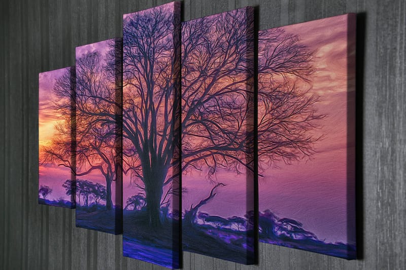 Dekorativ Canvasbilde 5-Deler 70x20 cm - Flerfarget - Interiør - Maleri & posters - Lerretsbilder