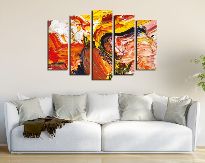 Dekorativ Canvasbilde 5-Deler 70x20 cm - Flerfarget - Interiør - Maleri & posters - Lerretsbilder
