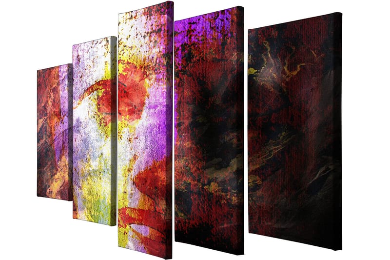 Dekorativ Canvasbilde 5-Deler 70x20 cm - Flerfarget - Interiør - Maleri & posters - Lerretsbilder